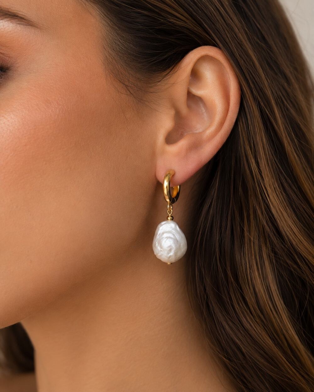 Our Spare Change Isla Earrings 18k Gold Plated Freshwater Pearls Dangle Fashion